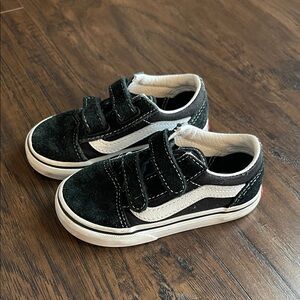 Vans Kids Black and White Velcro Sneakers